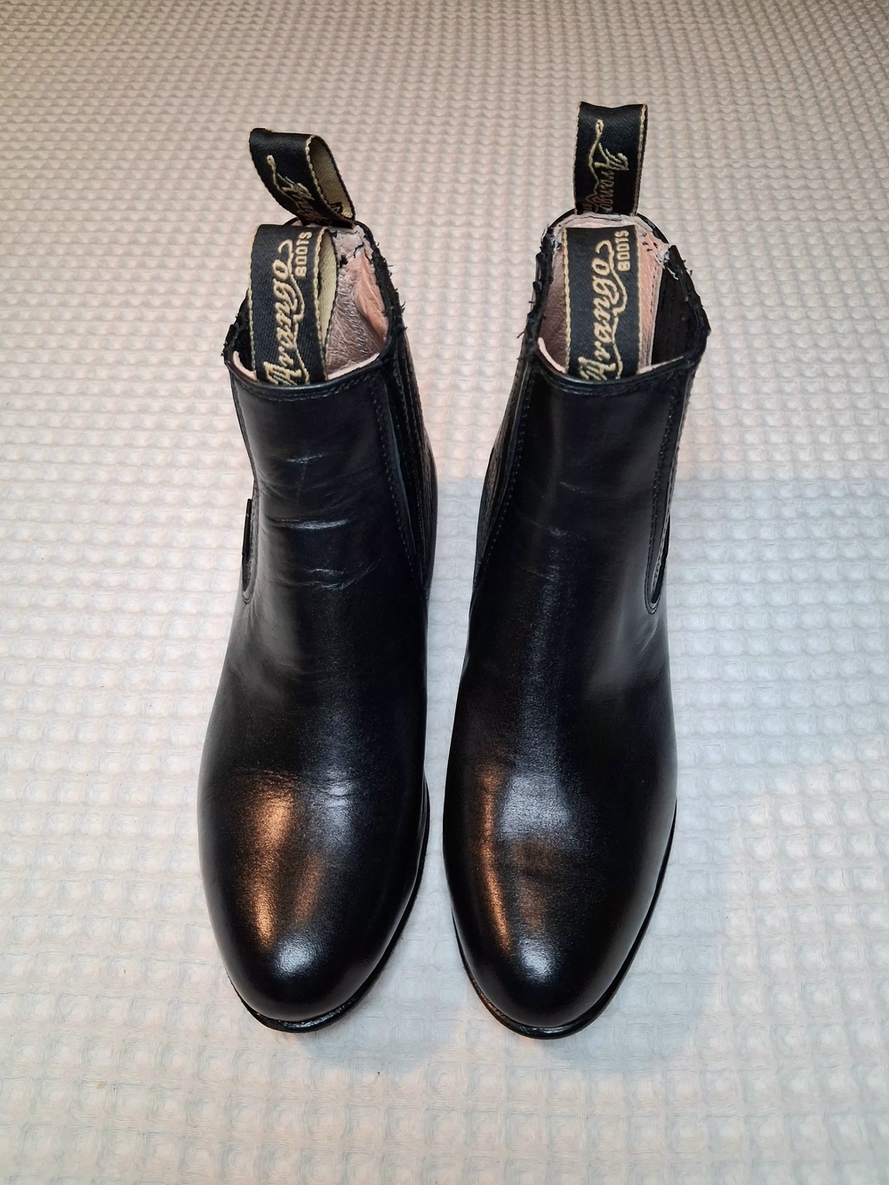 Arango Black Leather Botines Charro Chelsea Ankle Boots Mex 25/US 8